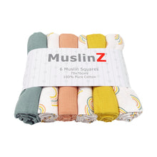Load image into Gallery viewer, Scandi Rainbow MuslinZ 6pk Muslin Squares 70x70cm